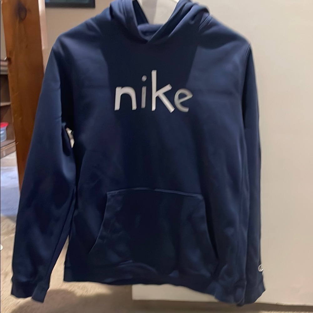 Nike Boys Wordmark Navy Blue Hoodie